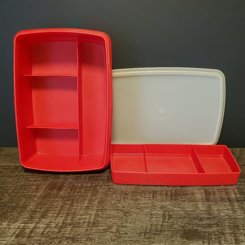 Vintage TupperCraft Red and White Storage Container #767